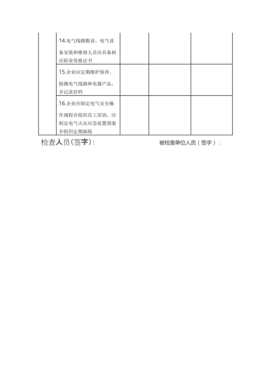 流仓储场所 电气火灾综合治理自查检查表8_第3页