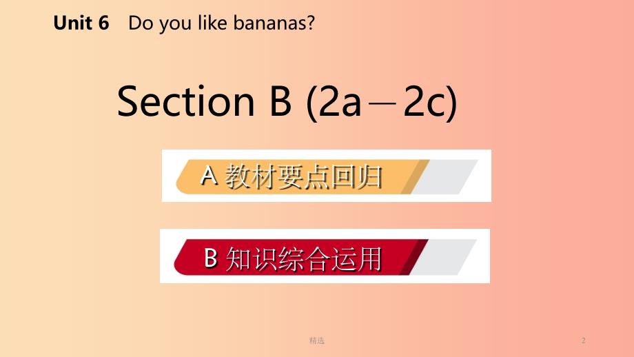 七年级英语上册 Unit 6 Do you like bananas Section B（2a-2c）导学课件 新人教版_第2页