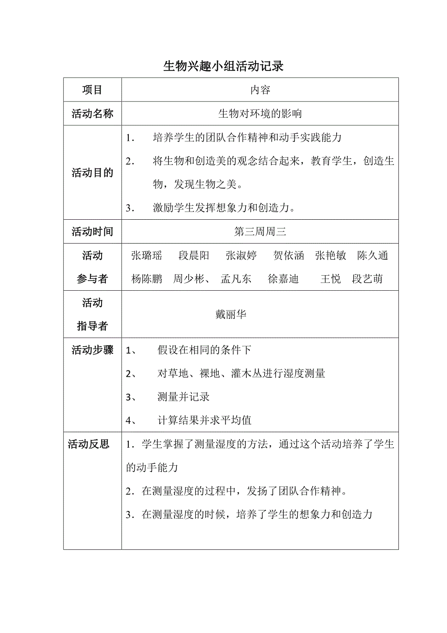 生物兴趣小组活动记录(最新版-修订)_第1页