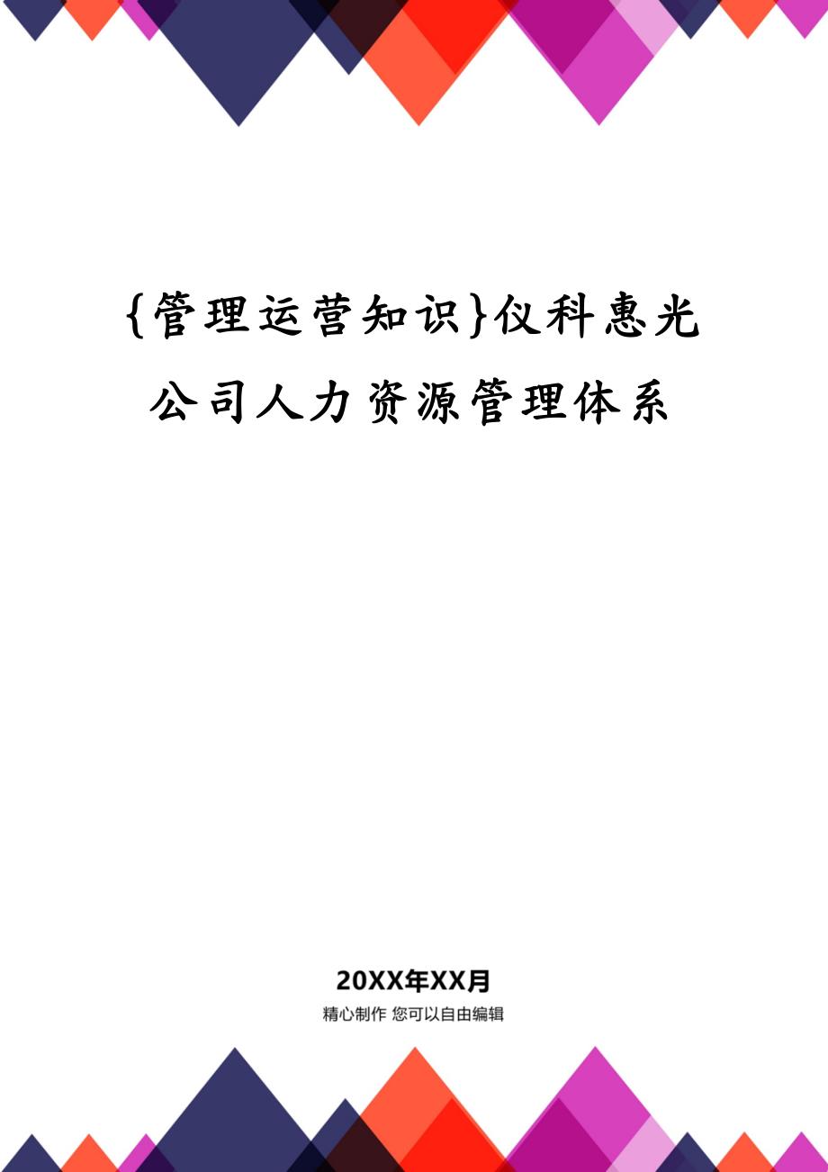 {管理运营知识}仪科惠光公司人力资源管理体系_第1页