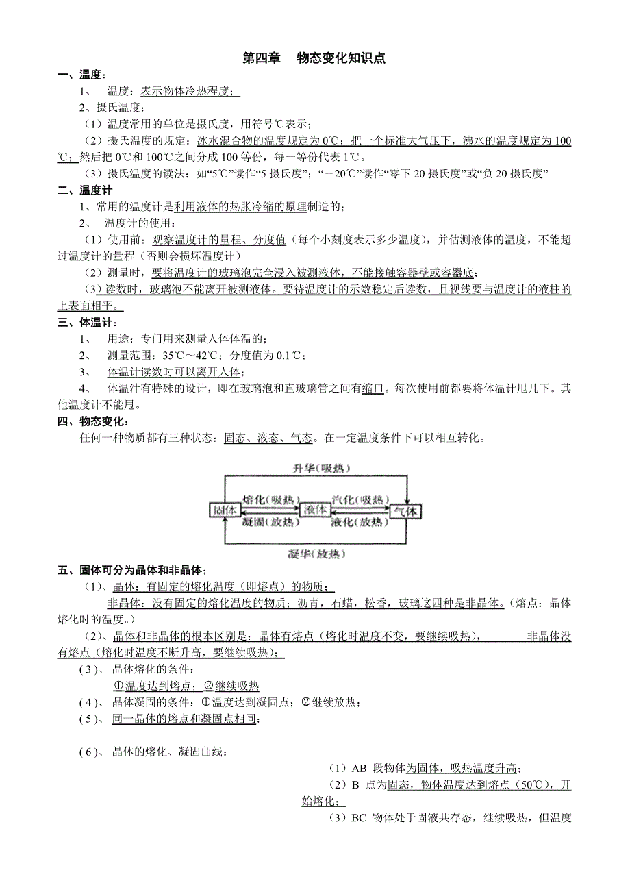 八年级上 物理 物态变化知识点 归纳检测._第1页