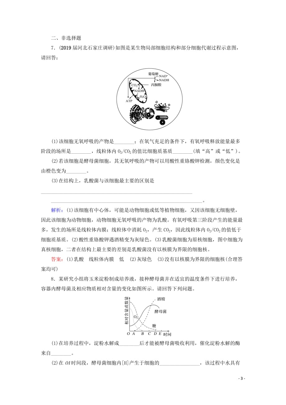 全国通用2021版高考生物一轮复习第3单元第9讲细胞呼吸跟踪检测含解析7_第3页