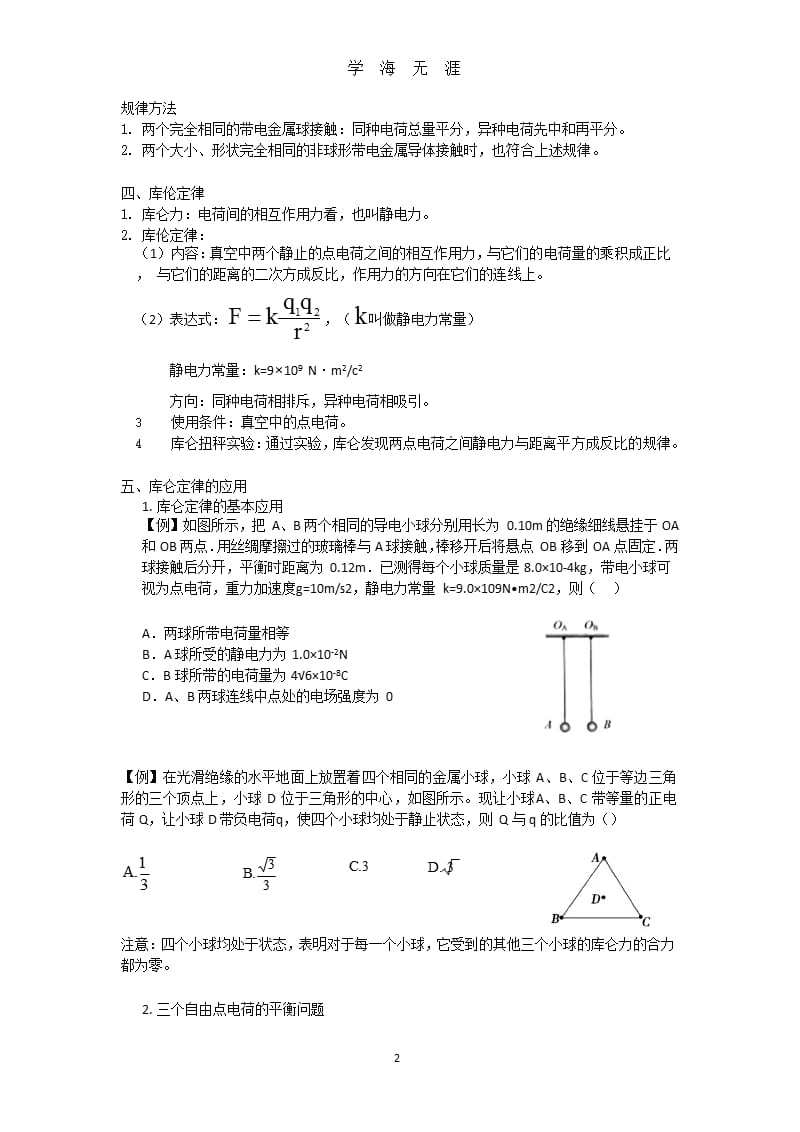 高中物理选修3-1第一章静电力知识点题型.pptx_第2页