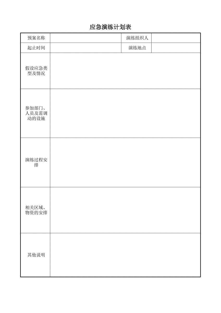 应急演练计划表及记录表 ._第1页