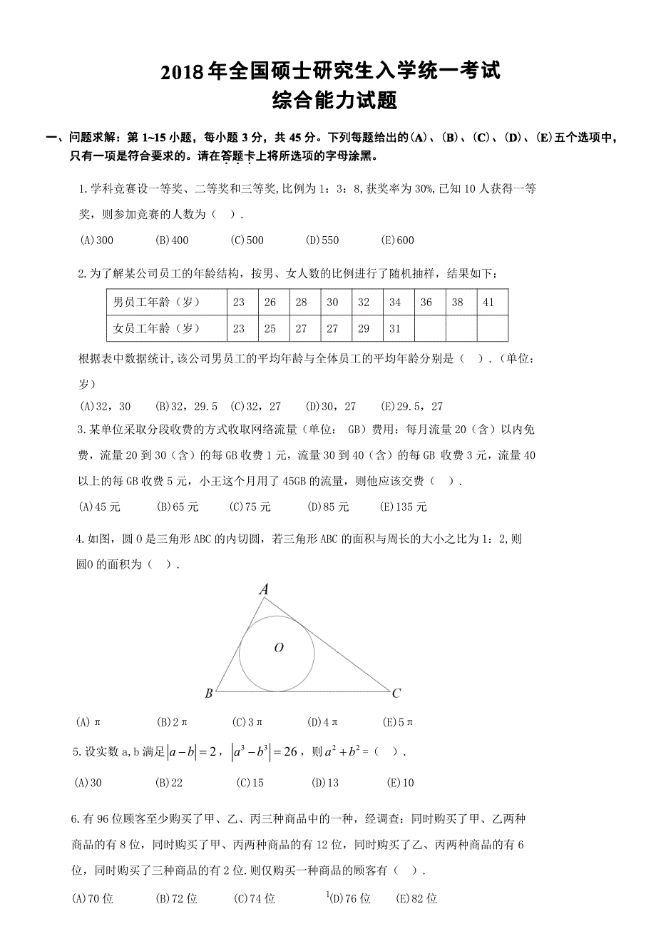 2018管理类联考综合真题(含答案)._第1页