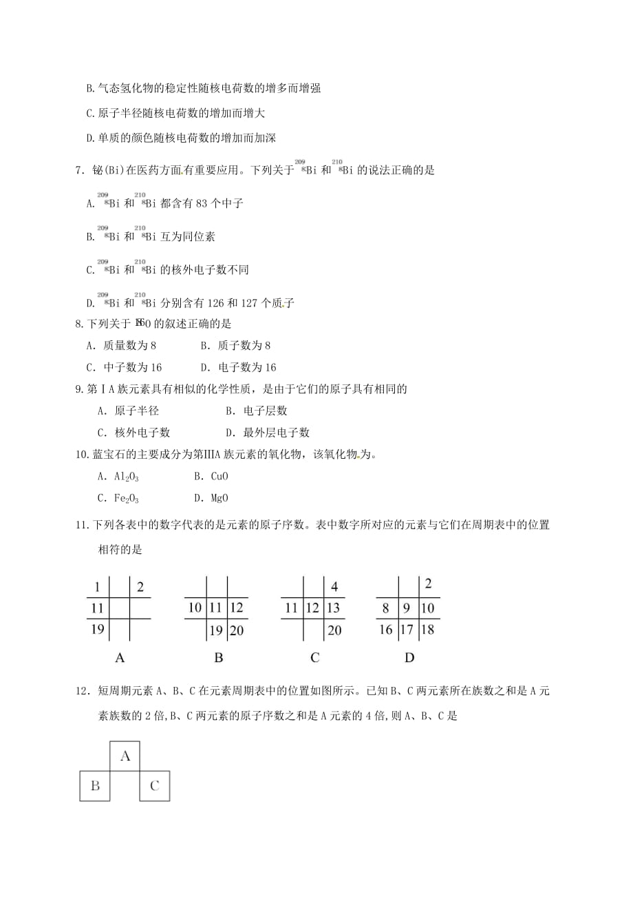 吉林省汪清县高一化学3月月考试题_第2页