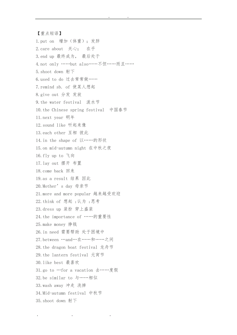 人教版九年级全册重点短语和句子_第3页