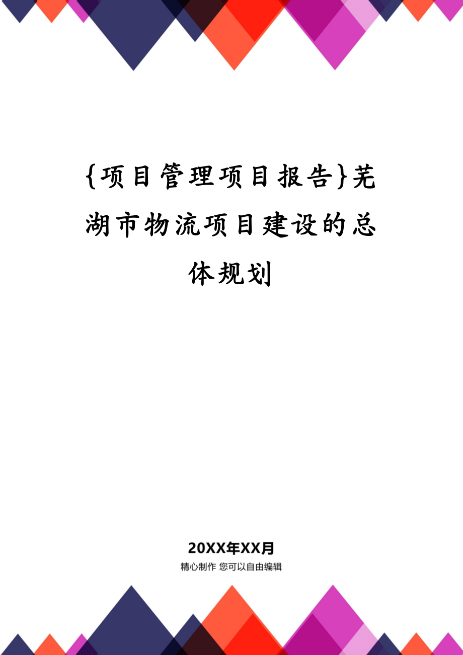 {项目管理项目报告}芜湖市物流项目建设的总体规划_第1页
