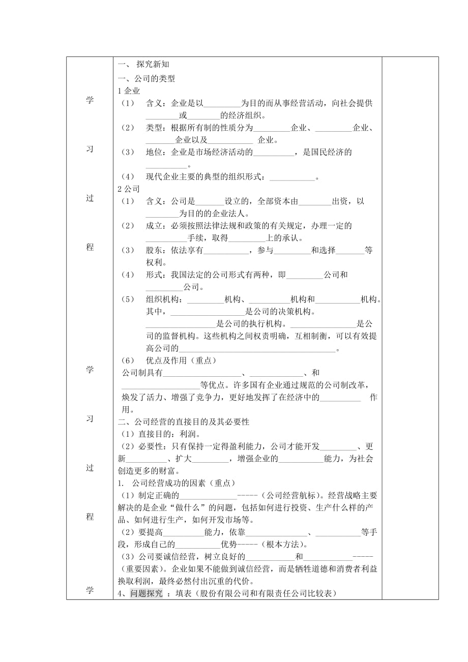 吉林省伊通满族自治县高中政治5.1公司的经营学案（无答案）新人教版必修1_第2页