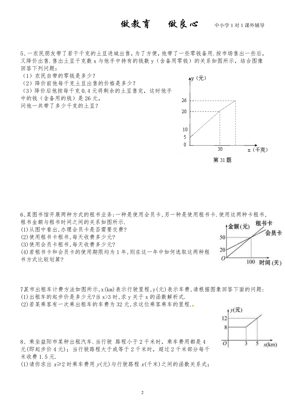 八年级数学一次函数与实际问题 ._第2页