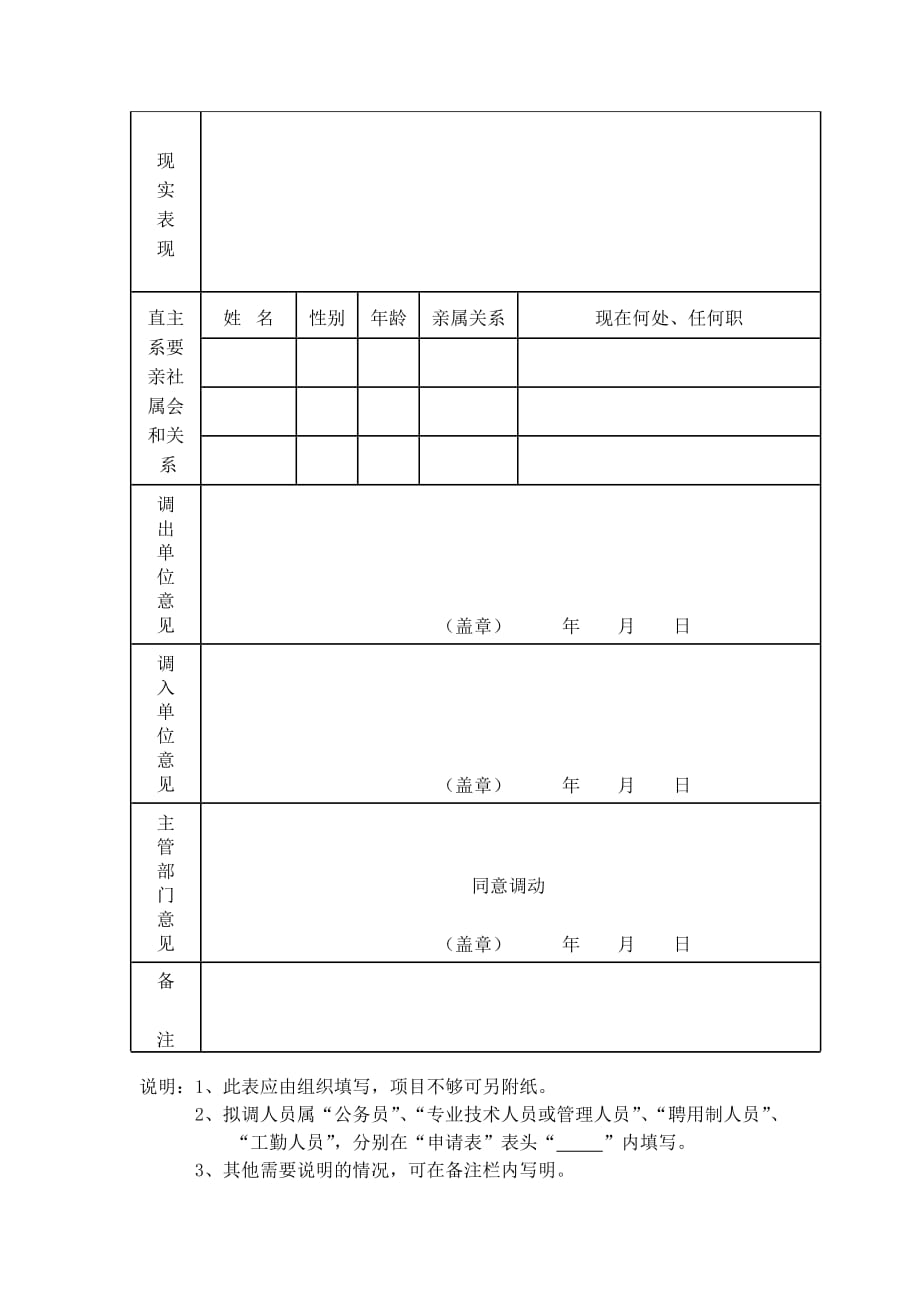 公务员人员调动申请表--_第2页