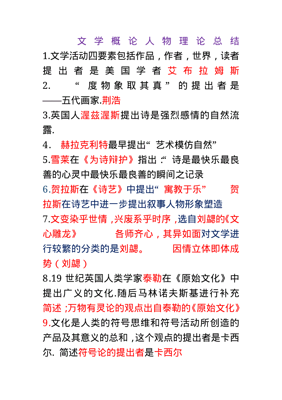 5218编号文学概论人物理论总结_第1页