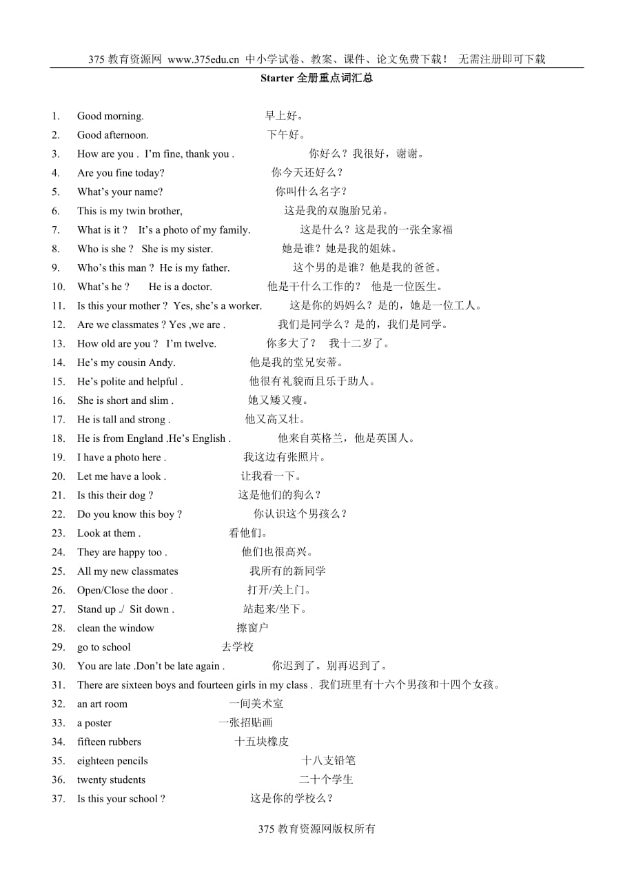 七年级英语全册重点词汇句型汇总--_第1页