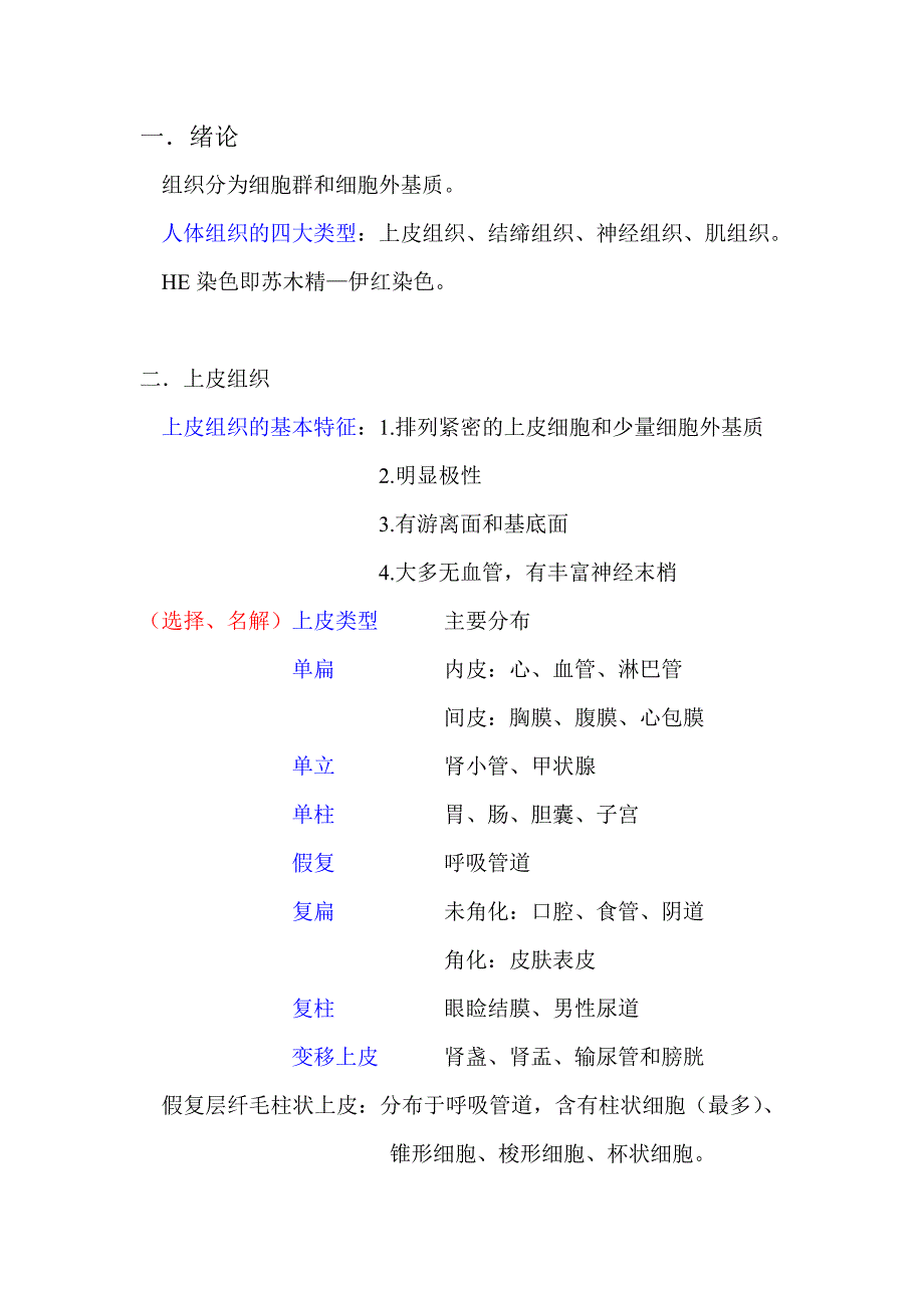 8031编号组织学与胚胎学(组胚)考试重点内容_第1页