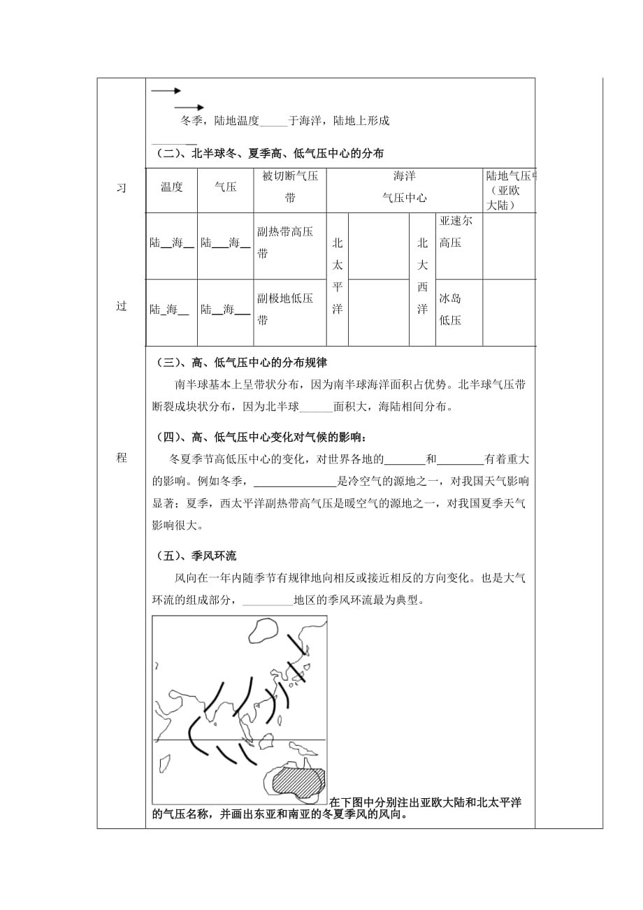 吉林省伊通满族自治县高中地理第二章地球上的大气2.2气压带和风带（第2课时）学案（无答案）新人教版必修1_第2页