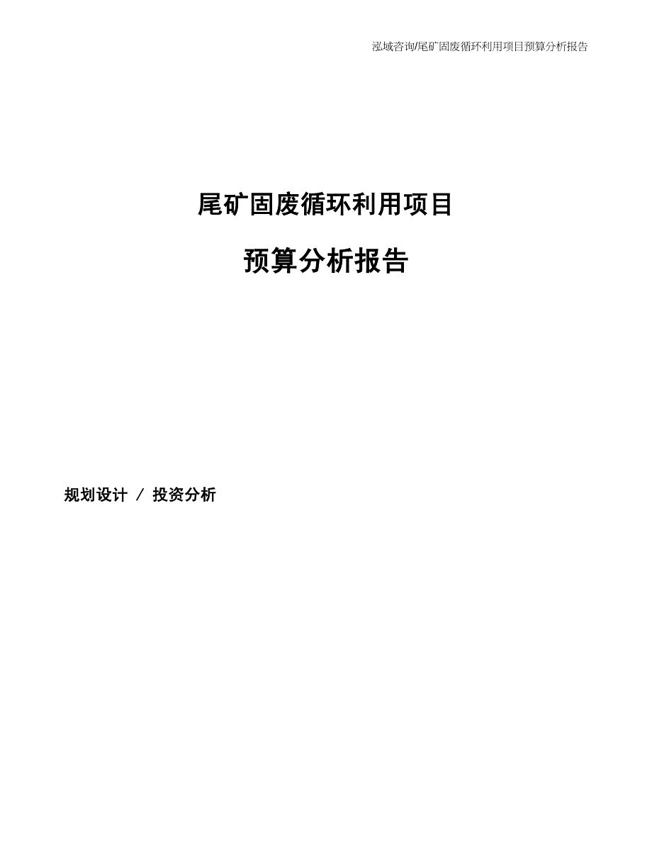 尾矿固废循环利用项目预算分析报告_第1页