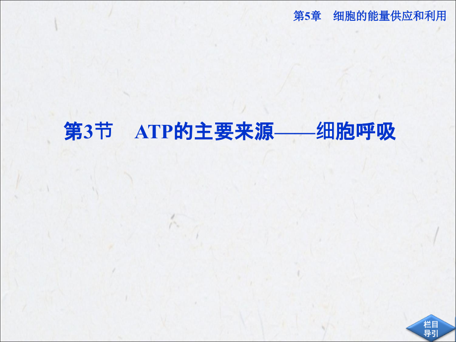 人民教育版高中生物必修1同步教学课件 第五章第3节ATP的主要来源――细胞呼吸_第1页