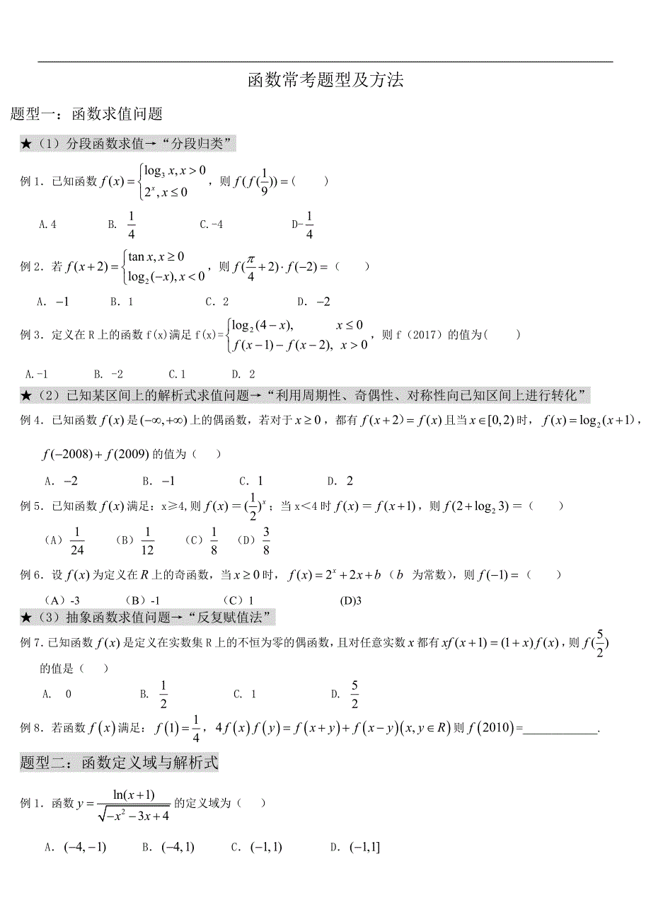 高考数学_函数经典题型 ._第1页