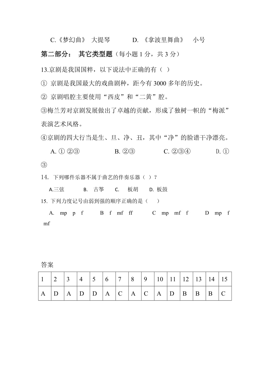 1450编号中考音乐模拟试题及答案_第3页