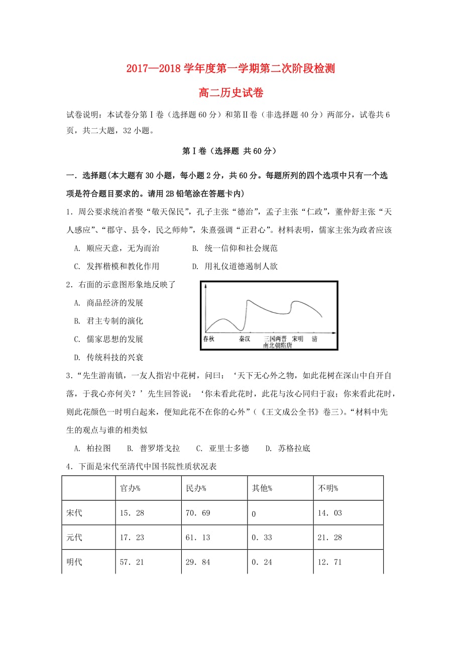 吉林省延边市度高二历史上学期第二次月考试题_第1页