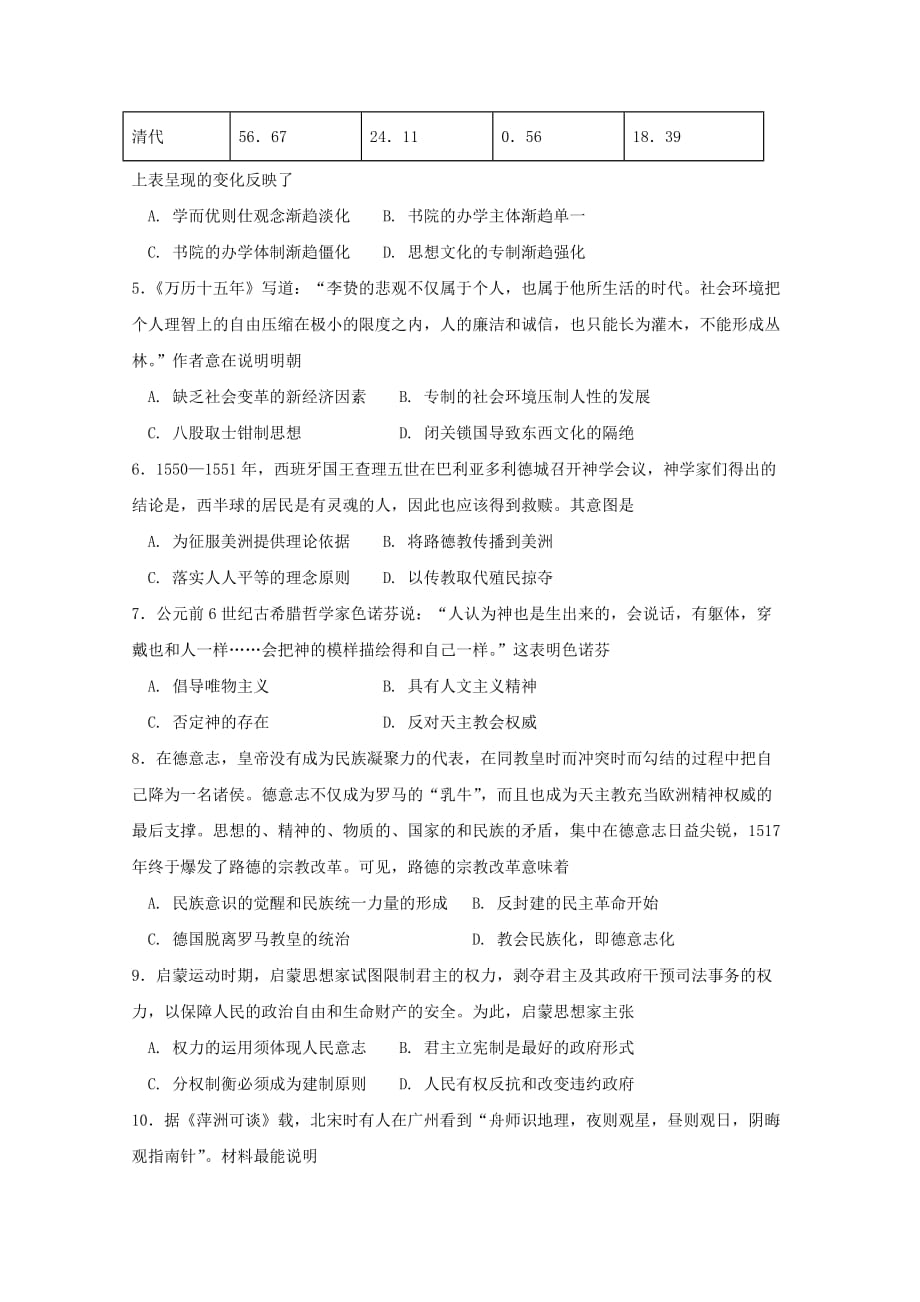 吉林省延边市度高二历史上学期第二次月考试题_第2页