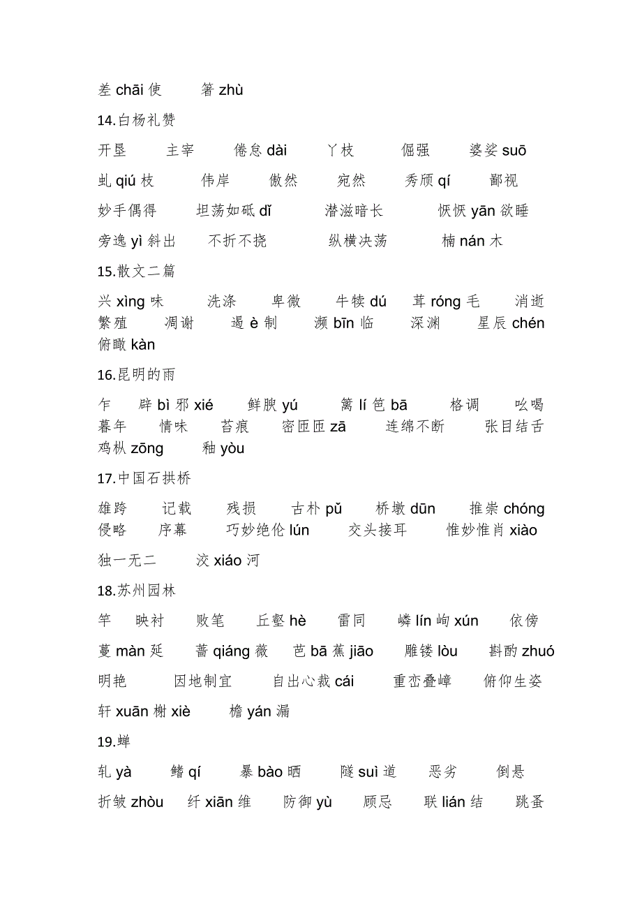 人教版八年级语文上册课后词语-_第3页