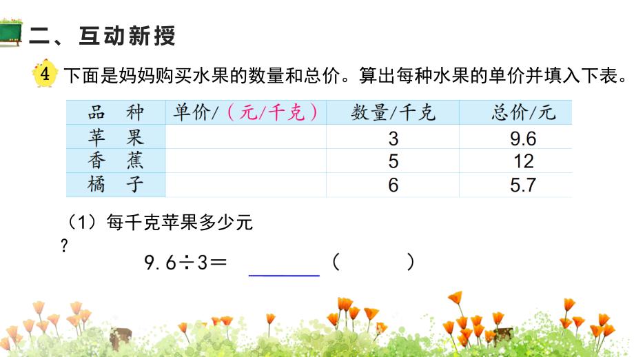 苏教版小学五年级上册数学教学课件《第5单元 小数乘法和除法 第3课时 除数是整数的小数除法（1）》_第4页