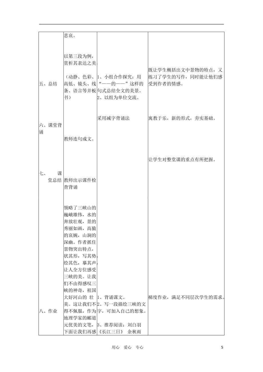 河北省秦皇岛市山海关桥梁中学八年级语文《三峡》教学案例_第5页