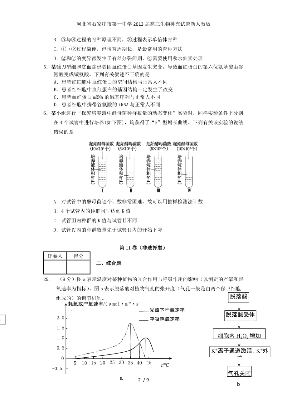 高三生物补充试题新人教版_第2页