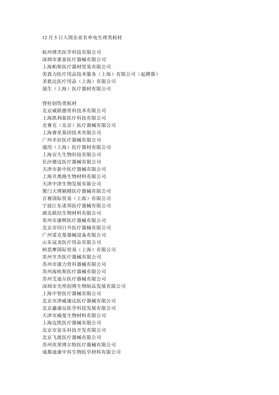 医疗器械公司大全._第1页
