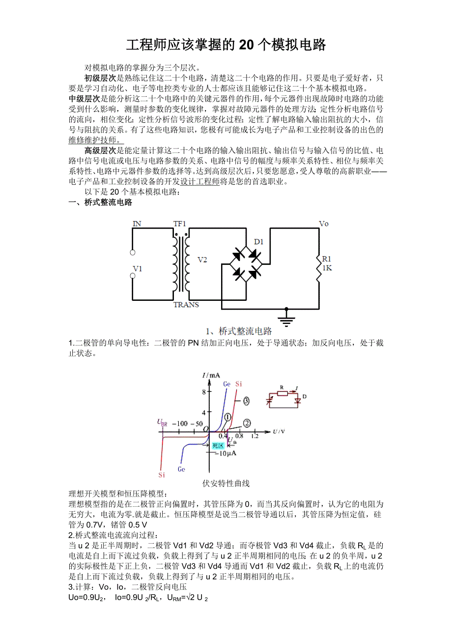 {精品}工程师应该掌握的20个模拟电路(整理)._第1页