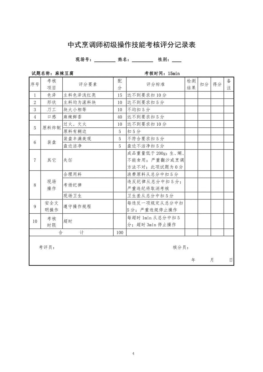 1392编号中式烹调师初级职业技能鉴定试题_第5页