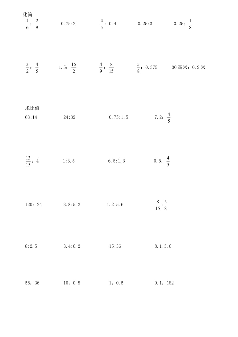 人教版小学六年级化简比练习-最新精编_第1页