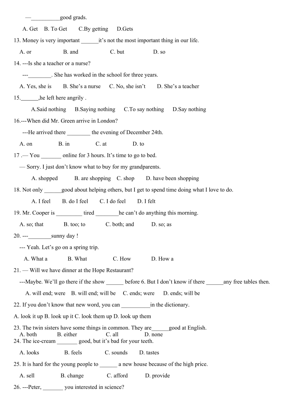 人教九年级英语Unit 1-2单元试题_第2页