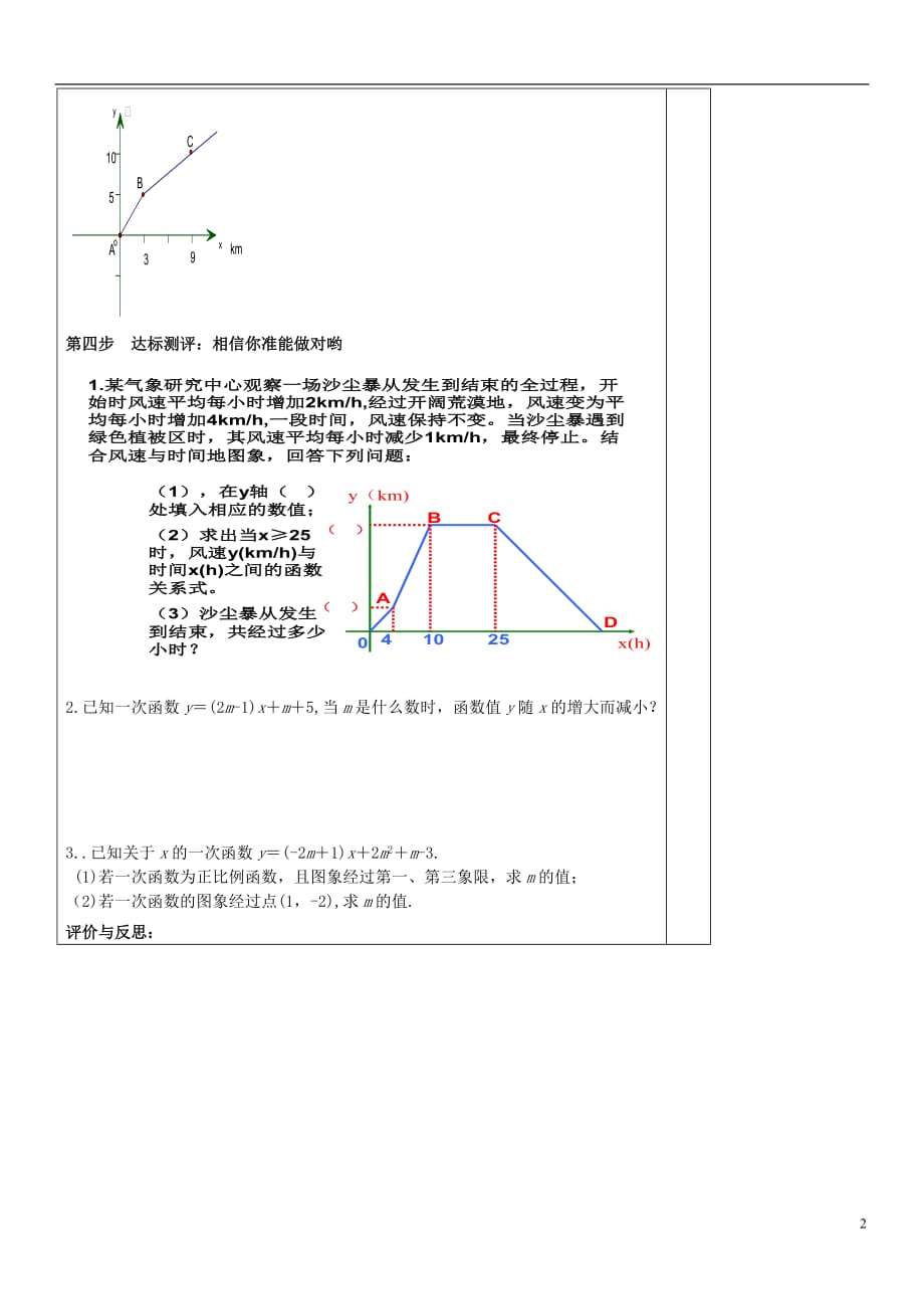 河南省范县白衣阁乡二中八年级数学上册《第十四章 一次函数》14.2.2 课题 一次函数（4）导学案（无答案） 新人教版_第2页