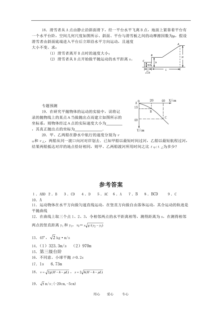 江苏省高三物理专题突破（3）：曲线运动新人教版_第4页
