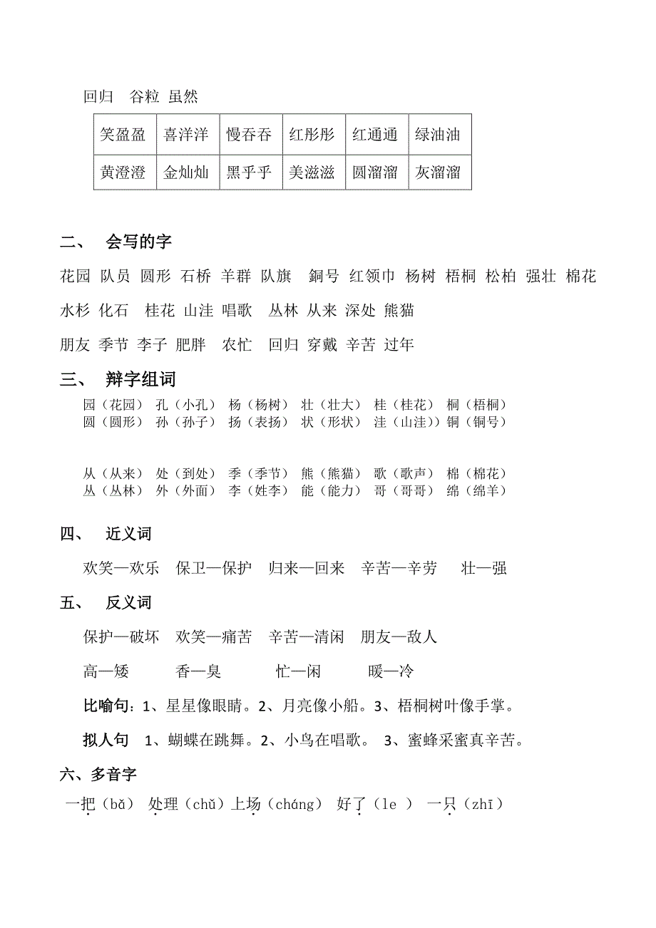 新编人教版-二年级上册语文知识点归纳汇总(全)--_第3页