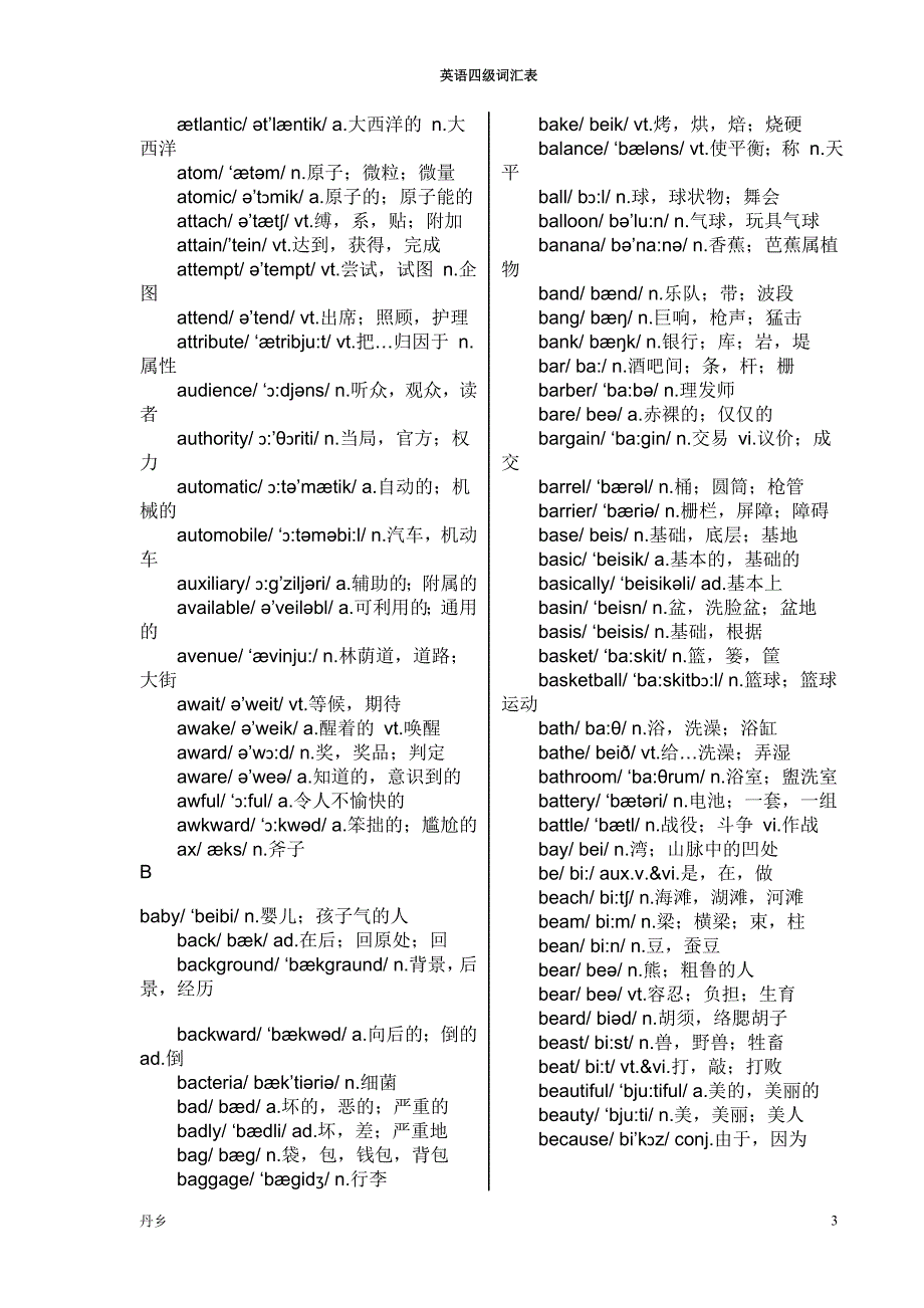 英语四级单词大全--_第3页