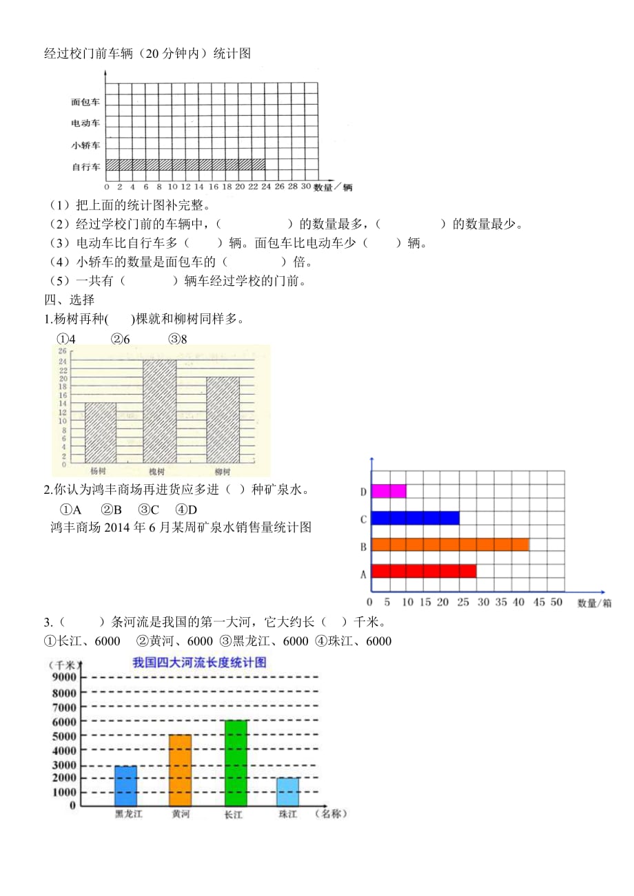 四年级数学第7单元条形统计图练习题-最新精编_第2页