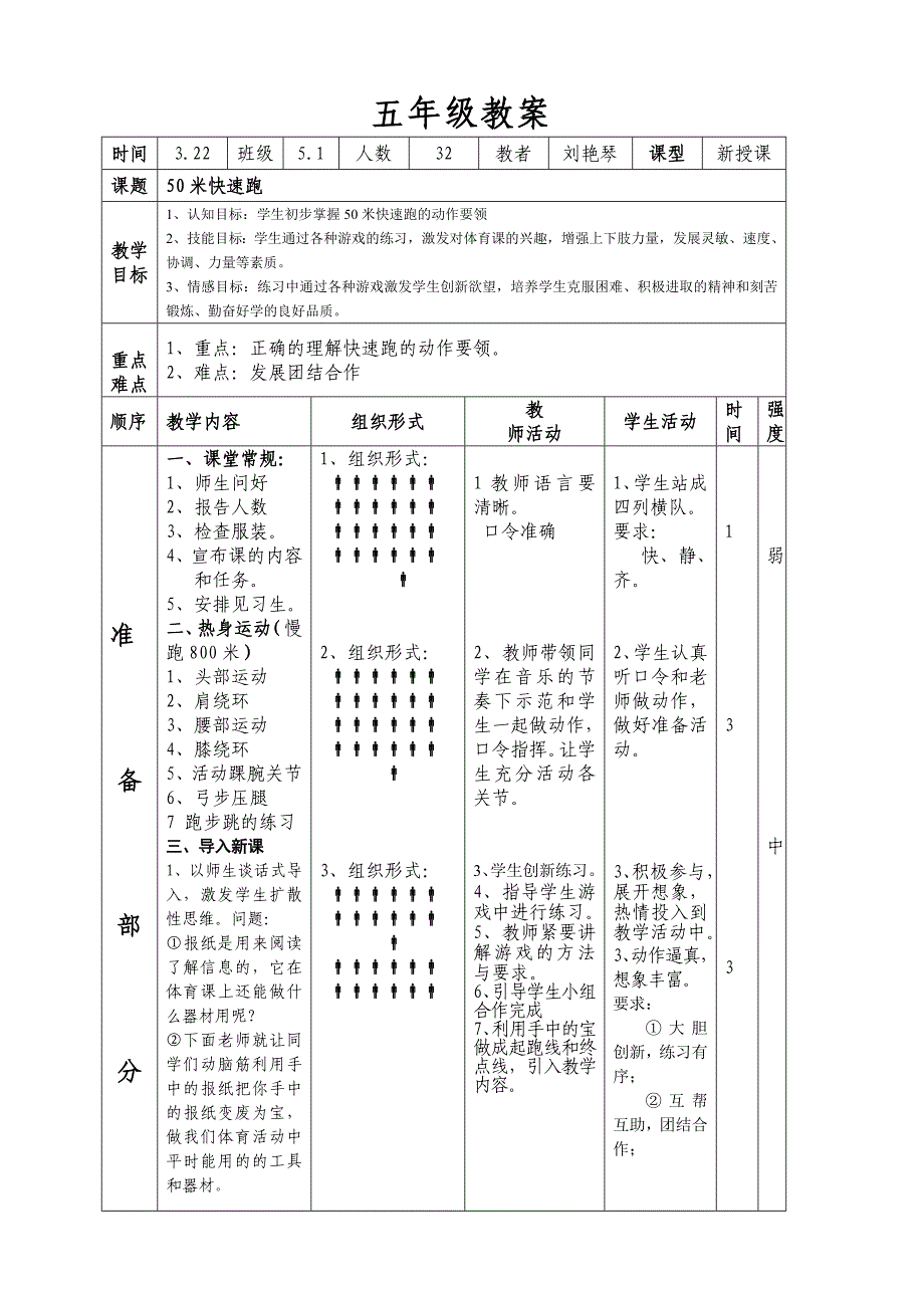 五年级50米跑教案-最新精编_第1页