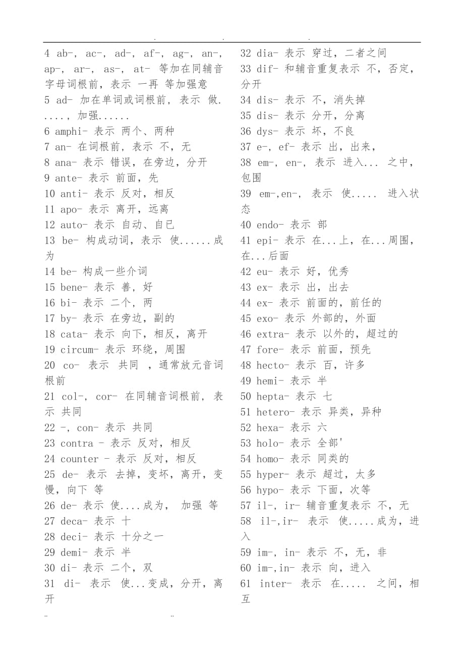 英语中常见词根、前缀及后缀(中文翻译打印版)_第3页