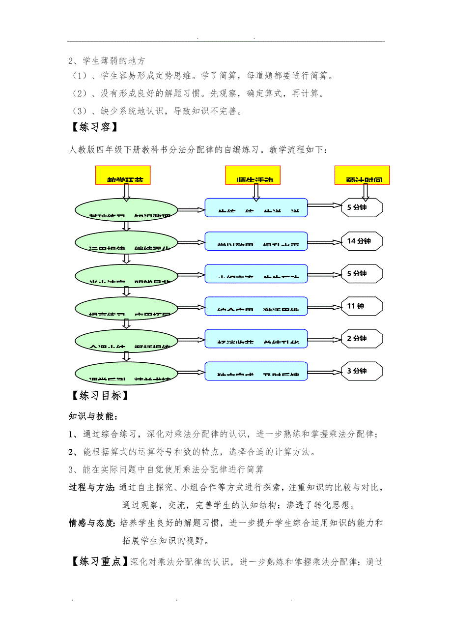《乘法分配律》练习课教学设计说明_第3页