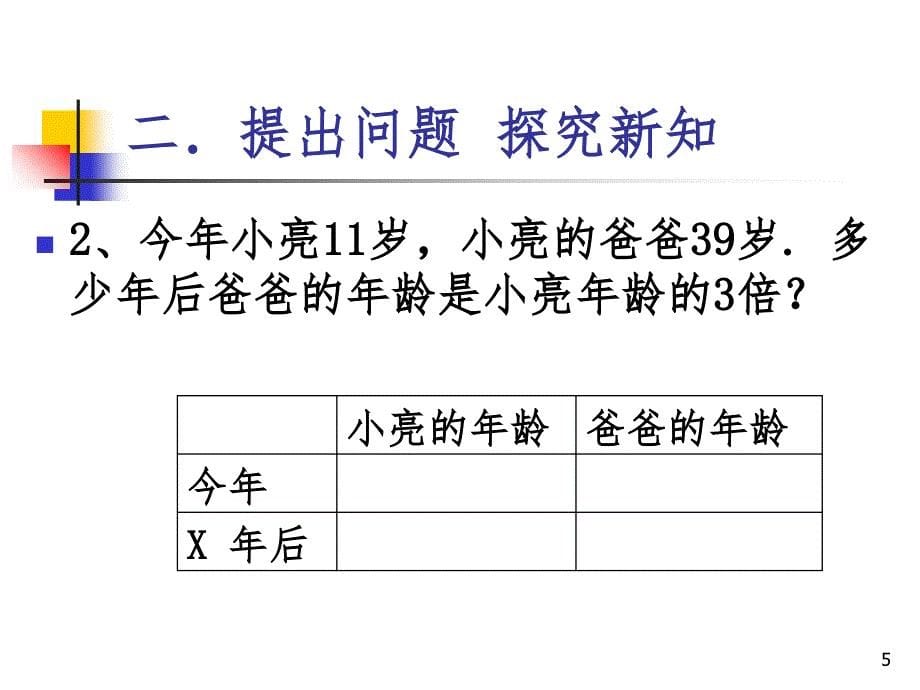 一元一次方程的应用(年龄问题)（课堂PPT）_第5页