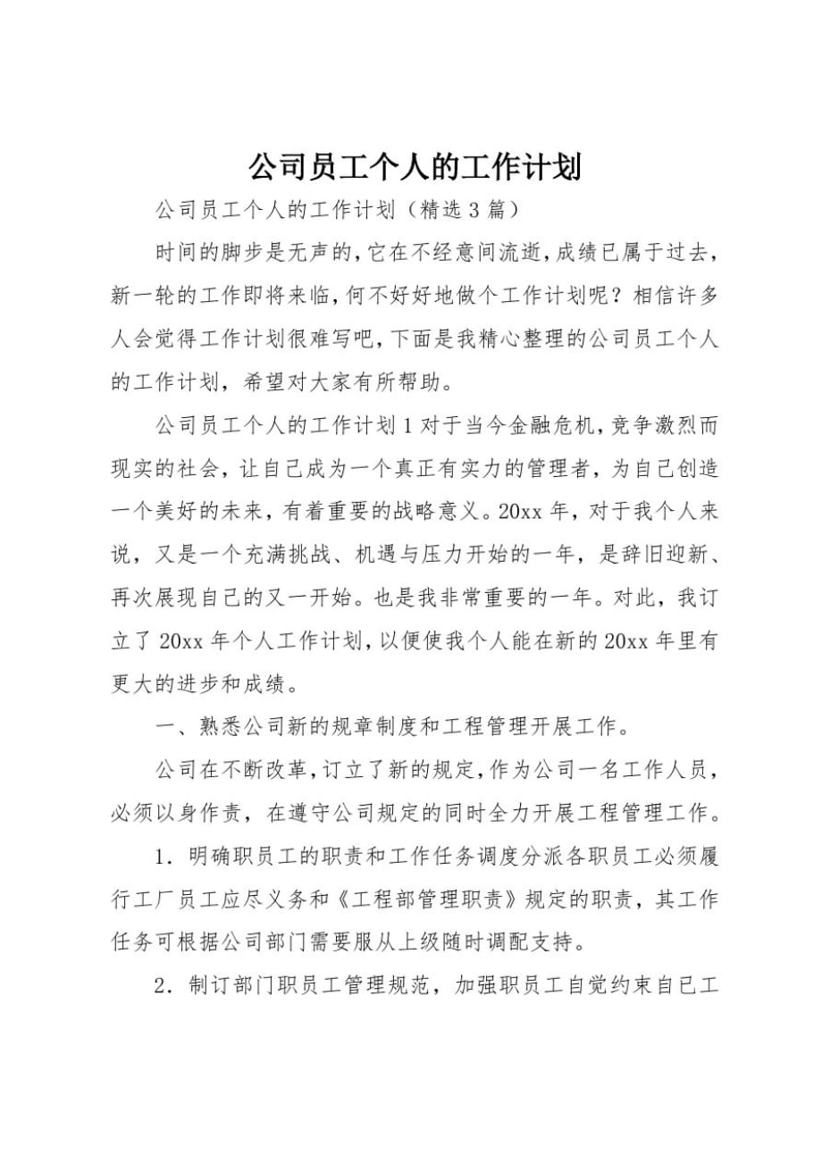 公司员工个人的工作计划_第1页