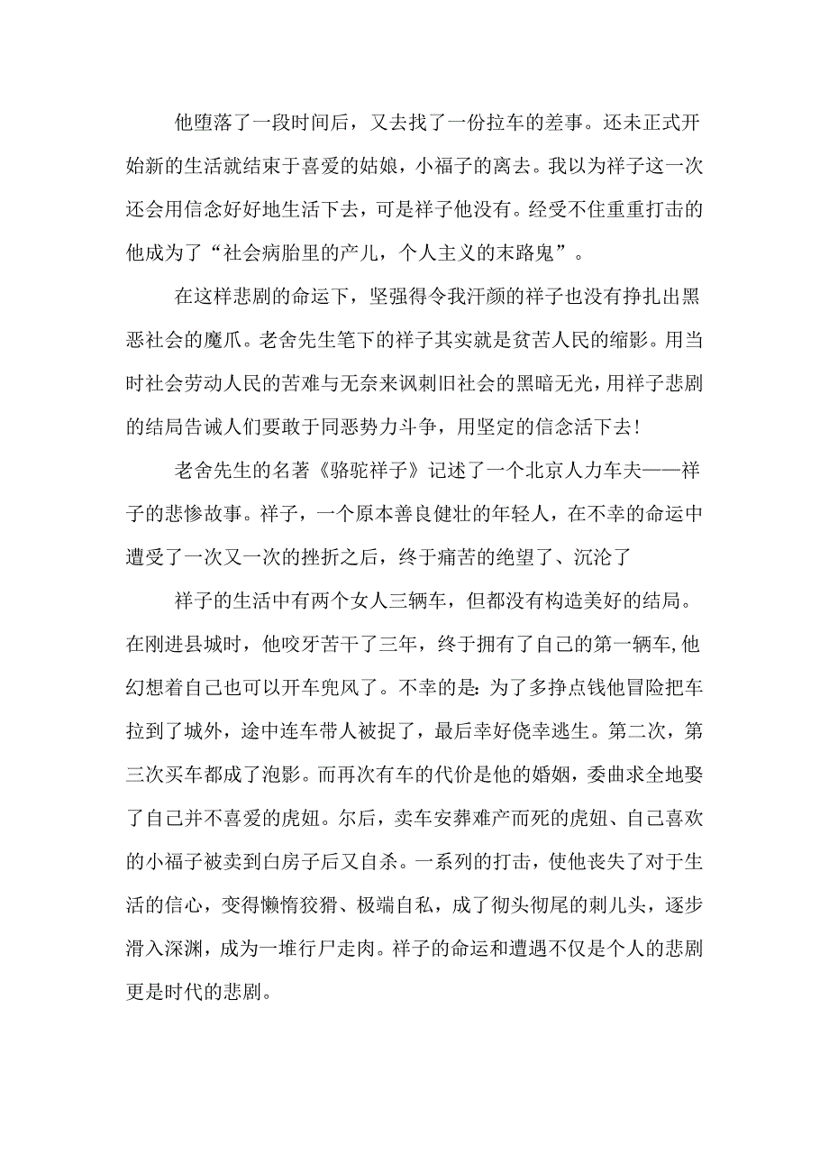 《骆驼祥子》读后感800字10篇_第2页