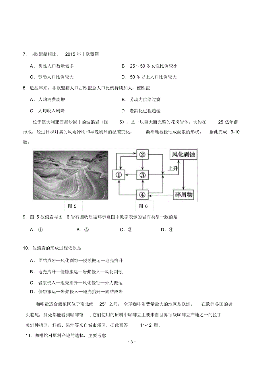 天津市滨海新区2020届高三居家专题讲座学习反馈检测地理(B卷)(含答案)[整理]_第3页