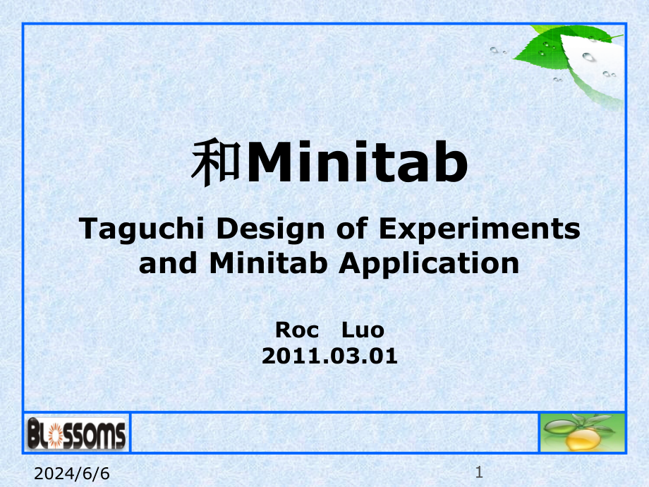 田口方法与Minitab应用培训精编版_第1页