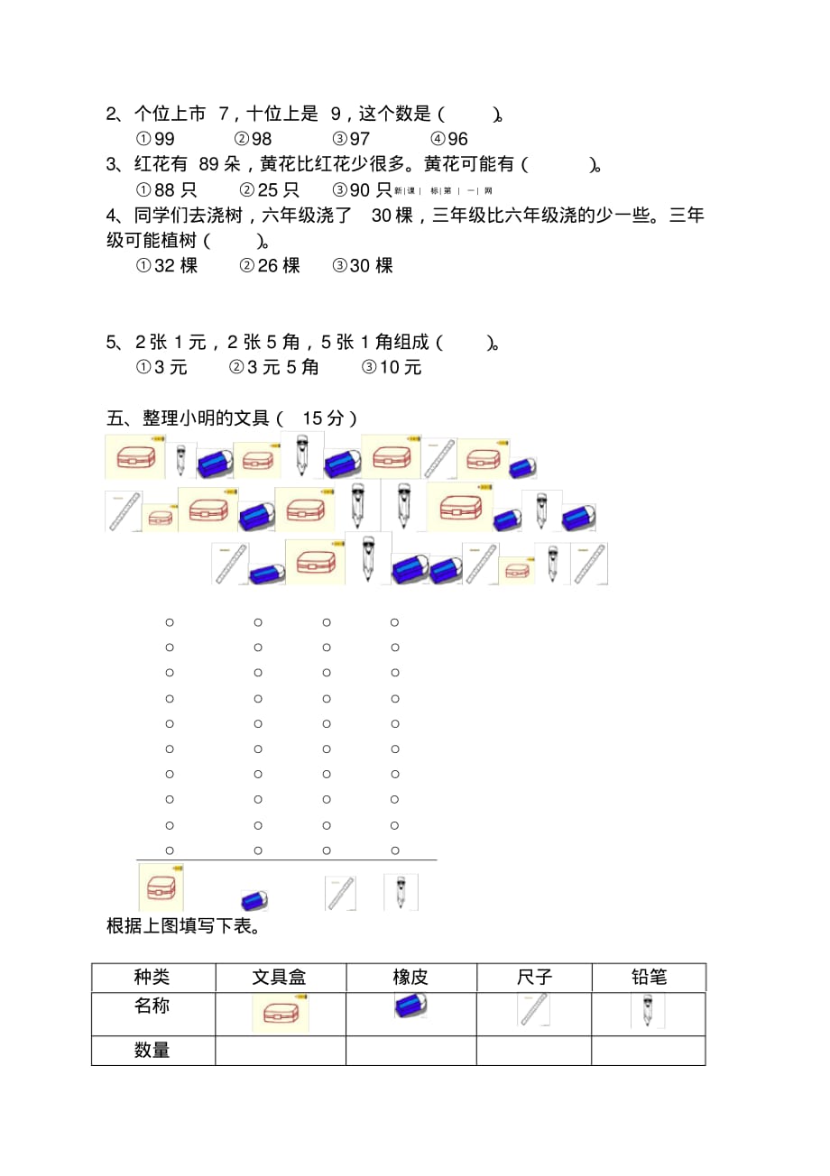 人教版2019年一年级数学下期末考试模拟卷[整理]_第2页