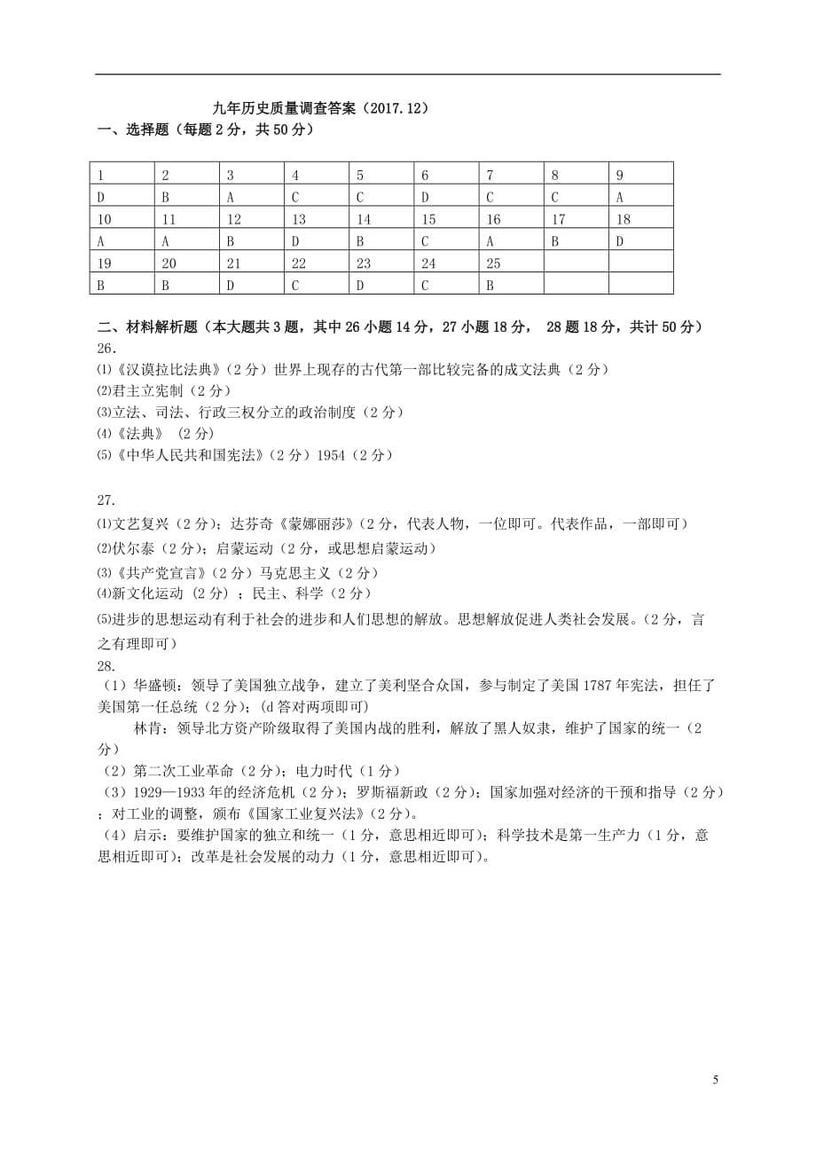 辽宁省鞍山市铁西区2018届九年级历史上学期12月质量调查试题（扫描版）新人教版.doc_第5页