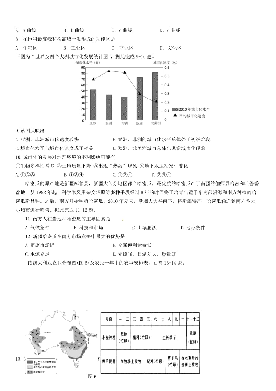 四川省南校区2019-2020学年高一地理5月月考试题[带答案]_第2页